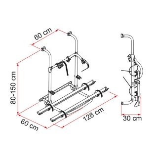 2 - Camper Fiamma Carry Bike PRO Suporte universal para bicicletas x 2 - 4 bicicletas 80 - 150 cm